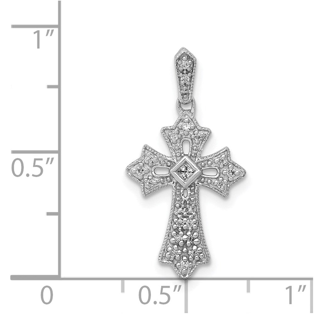 14K Weißgold Fancy-Kreuzanhänger mit 0,1 ct. echtem Diamant