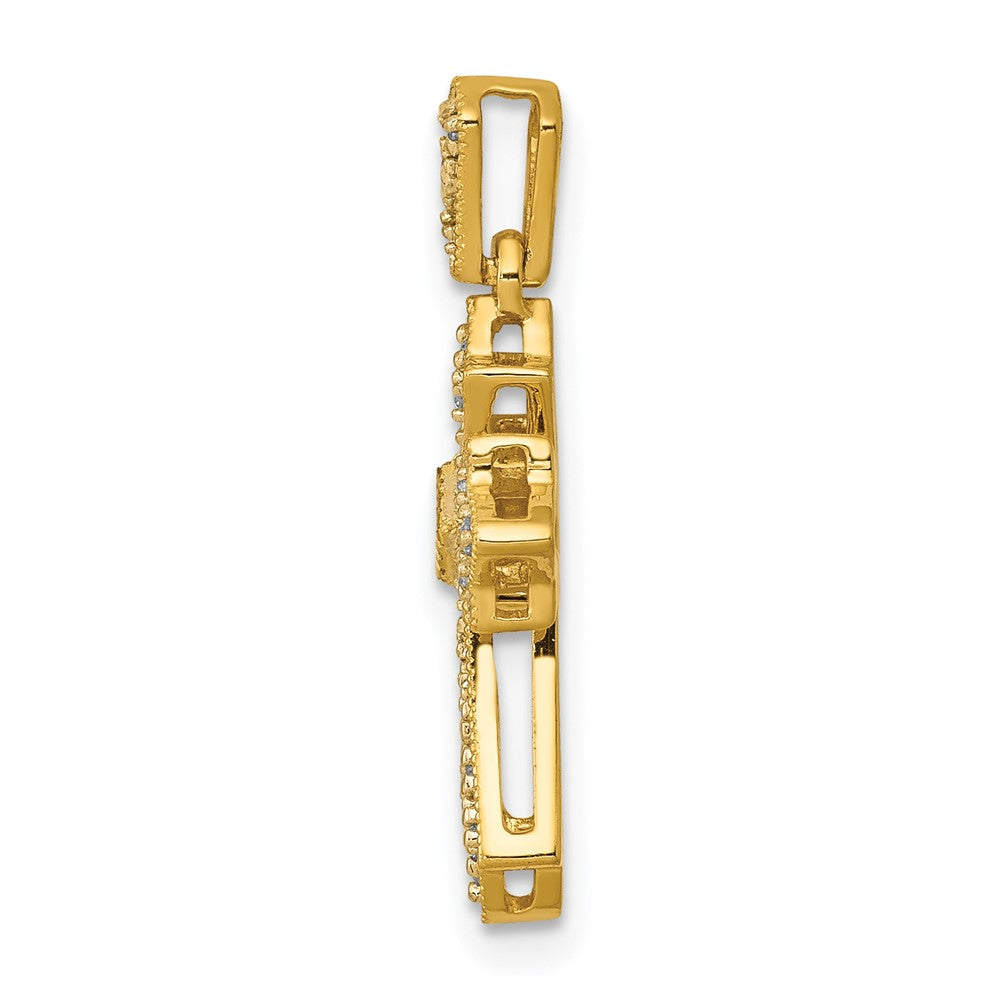 14K Gelbgold 0,1 ct. Echter Diamant Fancy Kreuz-Anhänger