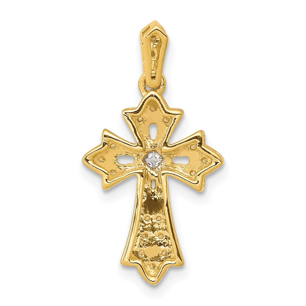 14K Gelbgold 0,1 ct. Echter Diamant Fancy Kreuz-Anhänger