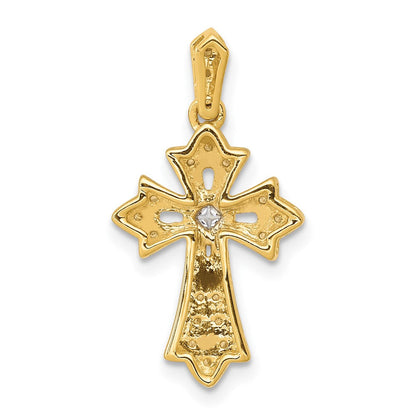 14K Gelbgold 0,1 ct. Echter Diamant Fancy Kreuz-Anhänger