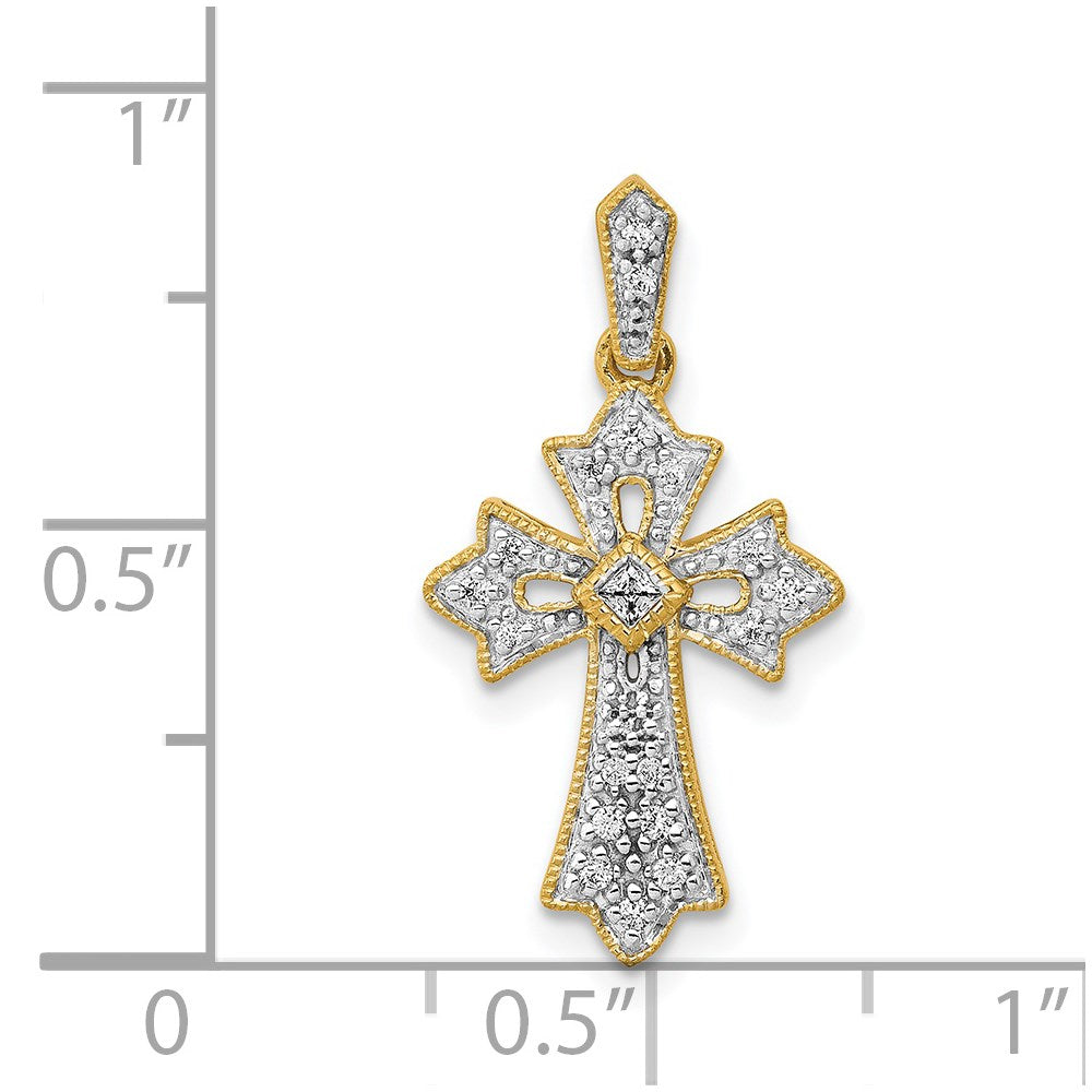 14K Gelbgold 0,1 ct. Echter Diamant Fancy Kreuz-Anhänger