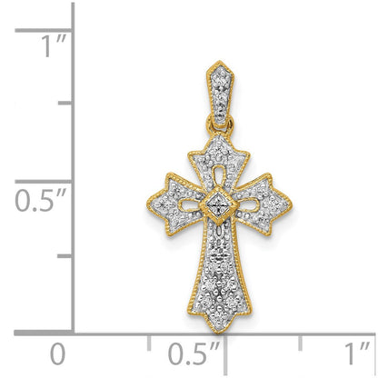 14K Gelbgold 0,1 ct. Echter Diamant Fancy Kreuz-Anhänger
