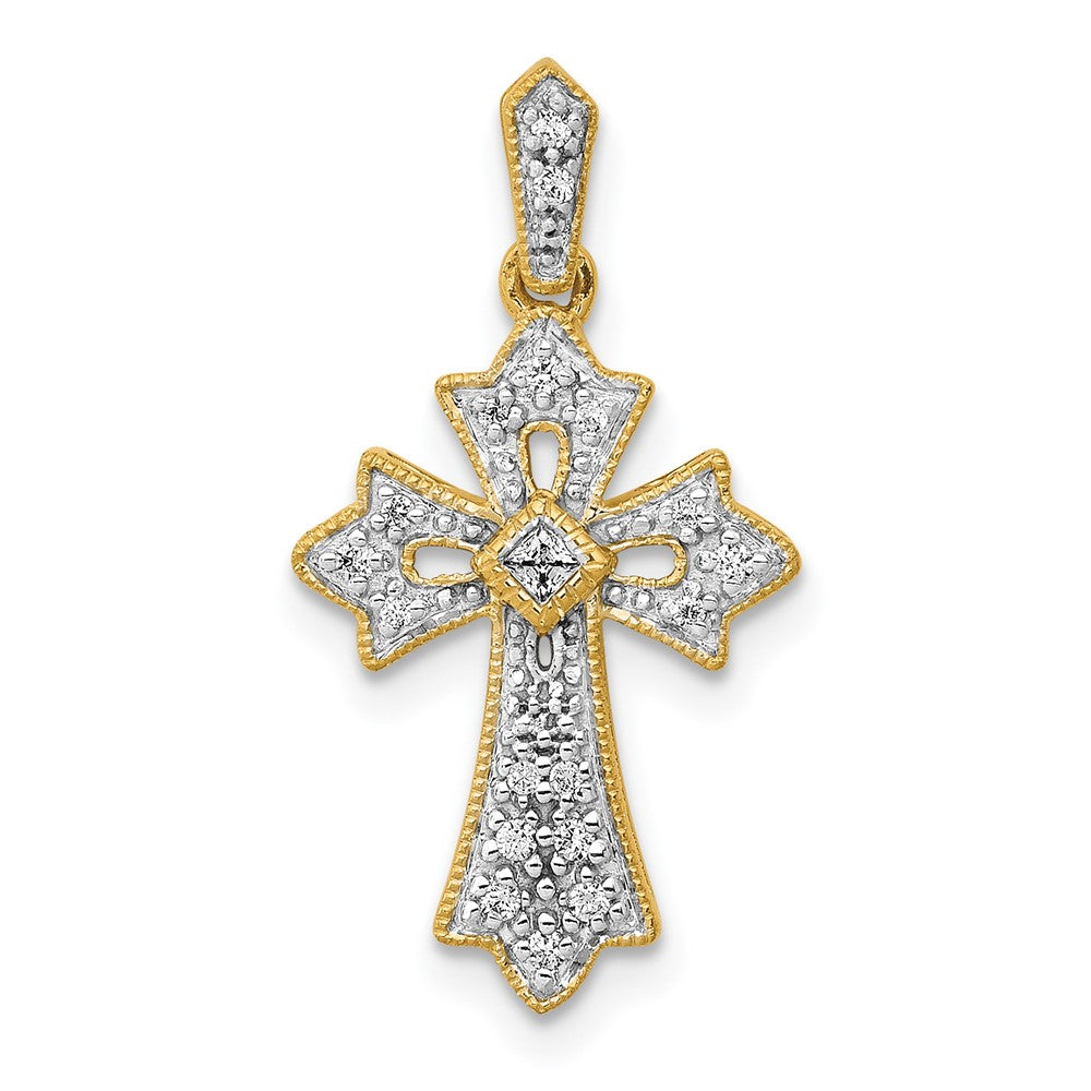 14K Gelbgold 0,1 ct. Echter Diamant Fancy Kreuz-Anhänger
