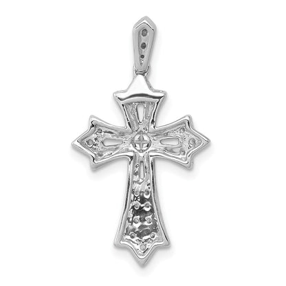 10K Weißgold 10K 1/6ct. Diamant Fleur De Lis Kreuz Anhänger