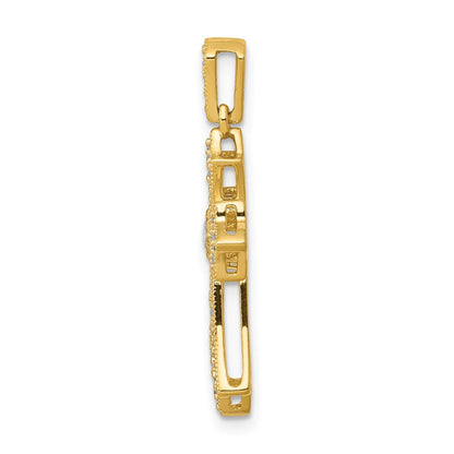 10K Gelbgold 10K 1/6ct. Diamant Fleur De Lis Kreuz Anhänger