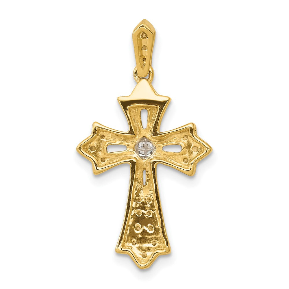 10K Gelbgold 10K 1/6ct. Diamant Fleur De Lis Kreuz Anhänger