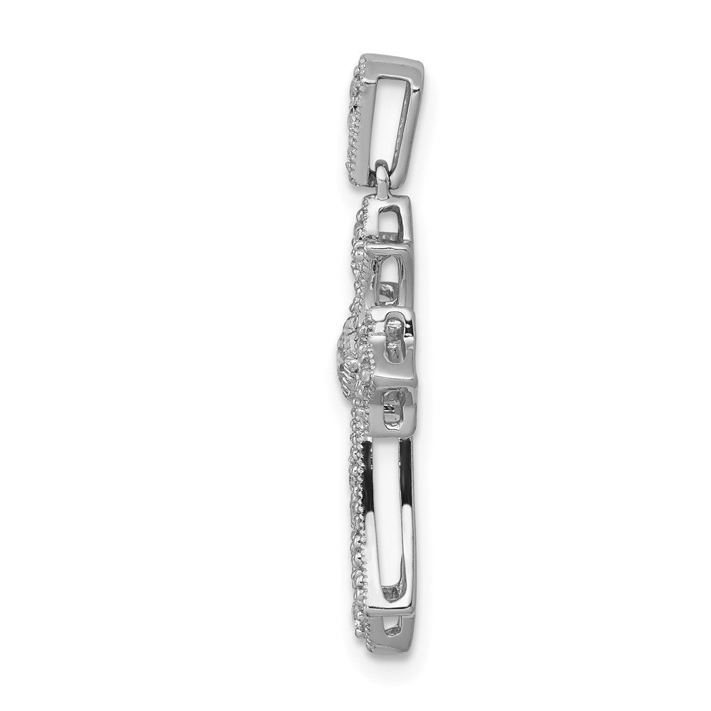 14 Karat Weißgold Fleur-de-Lis-Kreuz-Anhänger mit 0,166 ct. echtem Diamanten