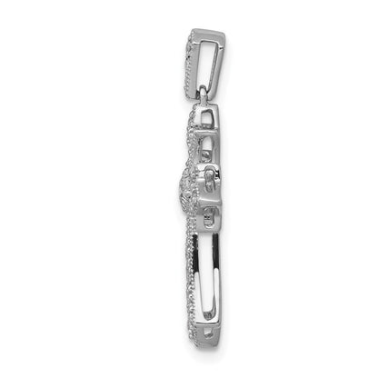 14 Karat Weißgold Fleur-de-Lis-Kreuz-Anhänger mit 0,166 ct. echtem Diamanten
