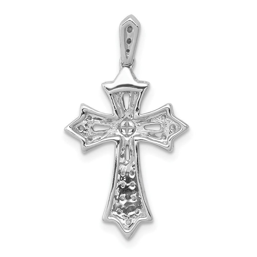 14 Karat Weißgold Fleur-de-Lis-Kreuz-Anhänger mit 0,166 ct. echtem Diamanten