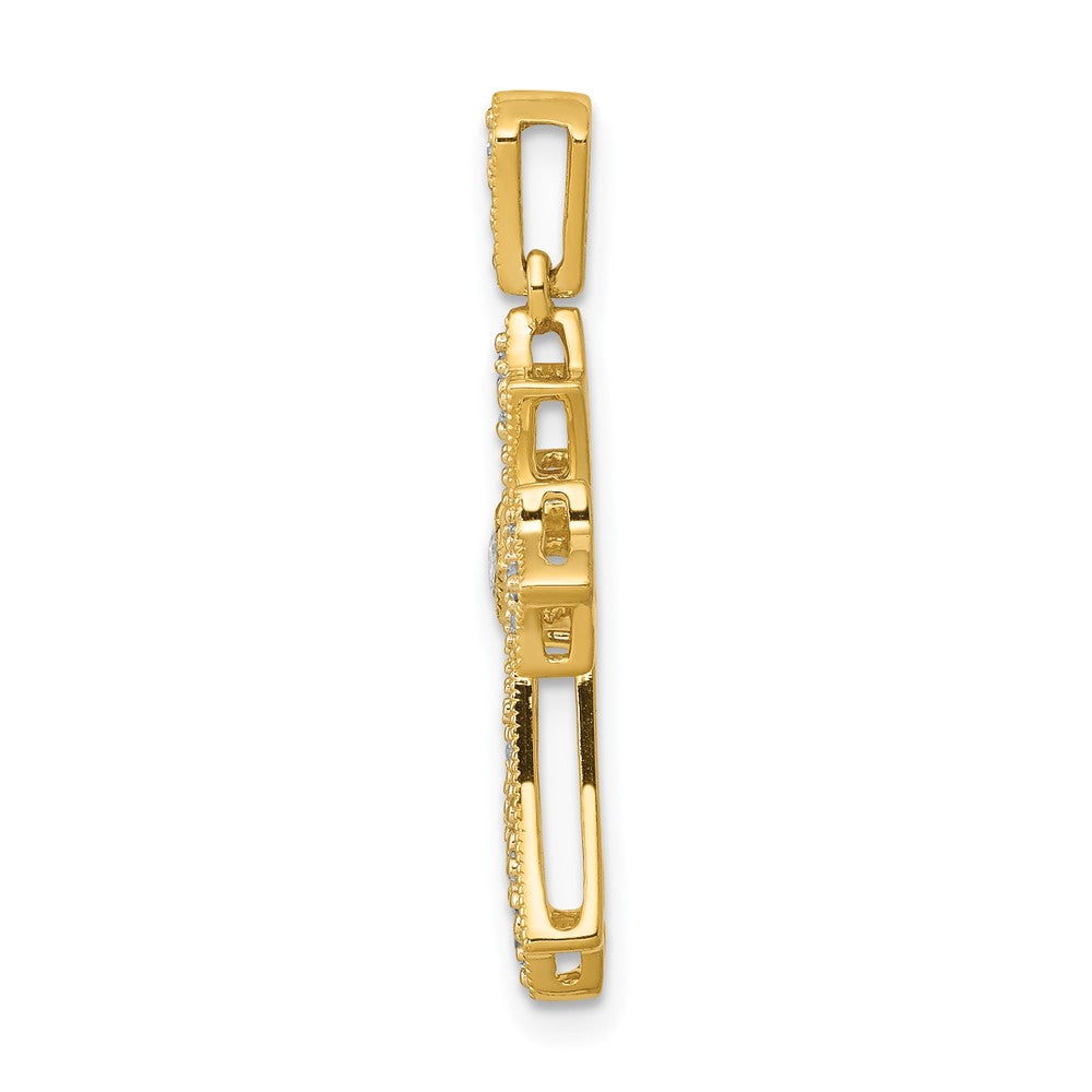 14K Gelbgold Fleur-de-Lis-Kreuz-Anhänger mit 0,17 ct. echtem Diamanten