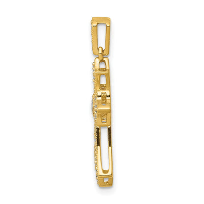14K Gelbgold Fleur-de-Lis-Kreuz-Anhänger mit 0,17 ct. echtem Diamanten