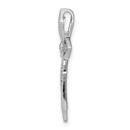 14K Weißgold 1/15ct. Echt Diamant Kreuz Kette Anhänger