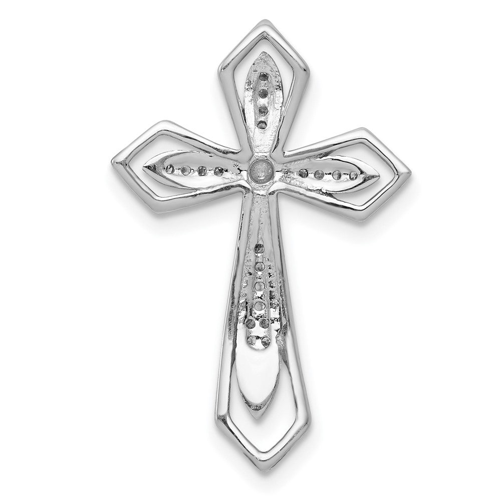 14K Weißgold 1/15ct. Echt Diamant Kreuz Kette Anhänger