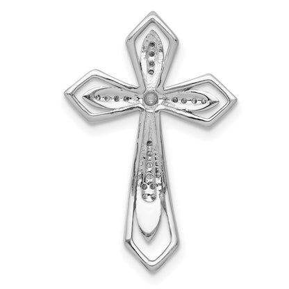 14K Weißgold 1/15ct. Echt Diamant Kreuz Kette Anhänger