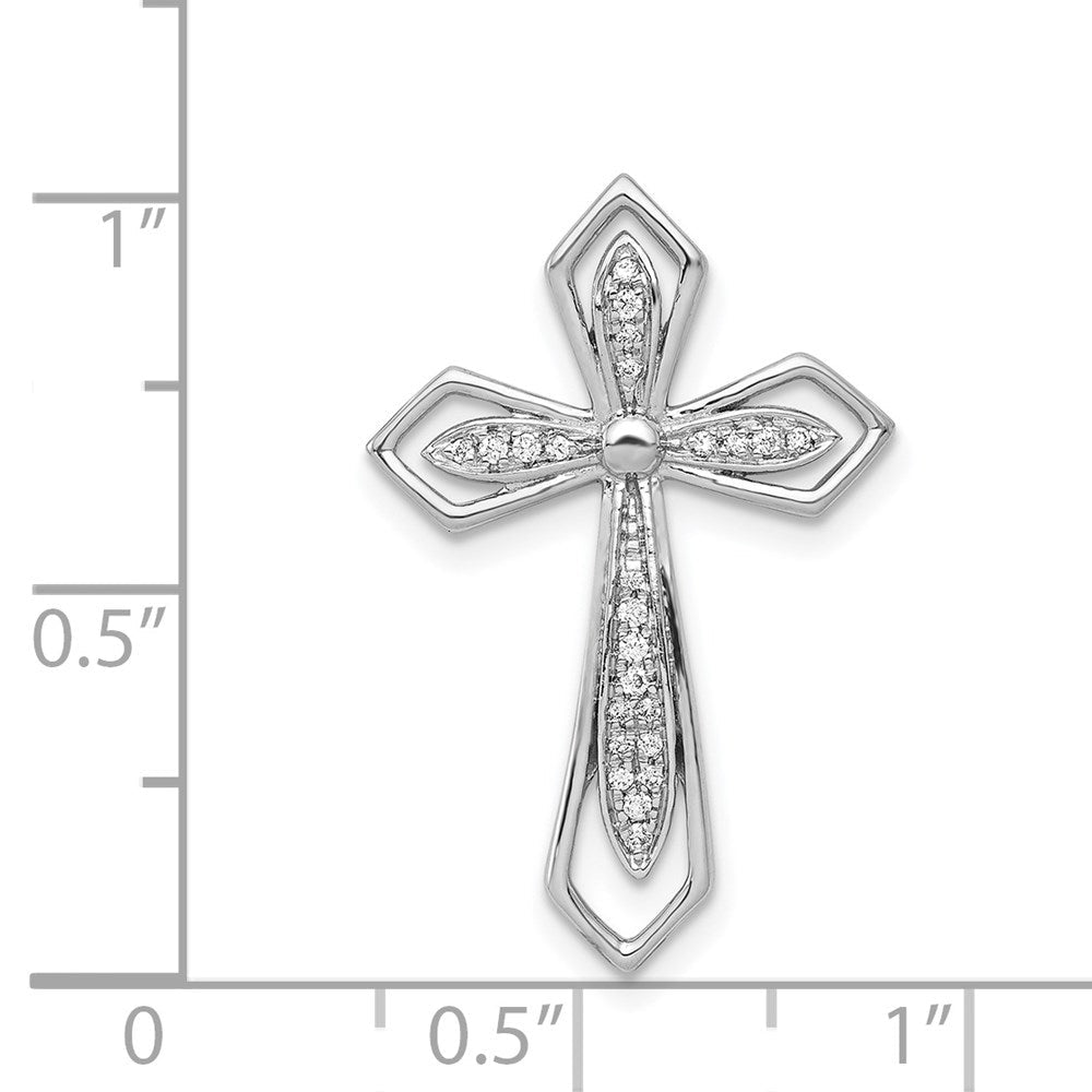 14K Weißgold 1/15ct. Echt Diamant Kreuz Kette Anhänger