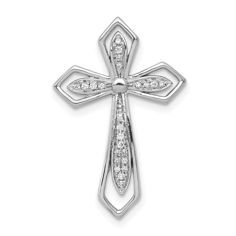 14K Weißgold 1/15ct. Echt Diamant Kreuz Kette Anhänger