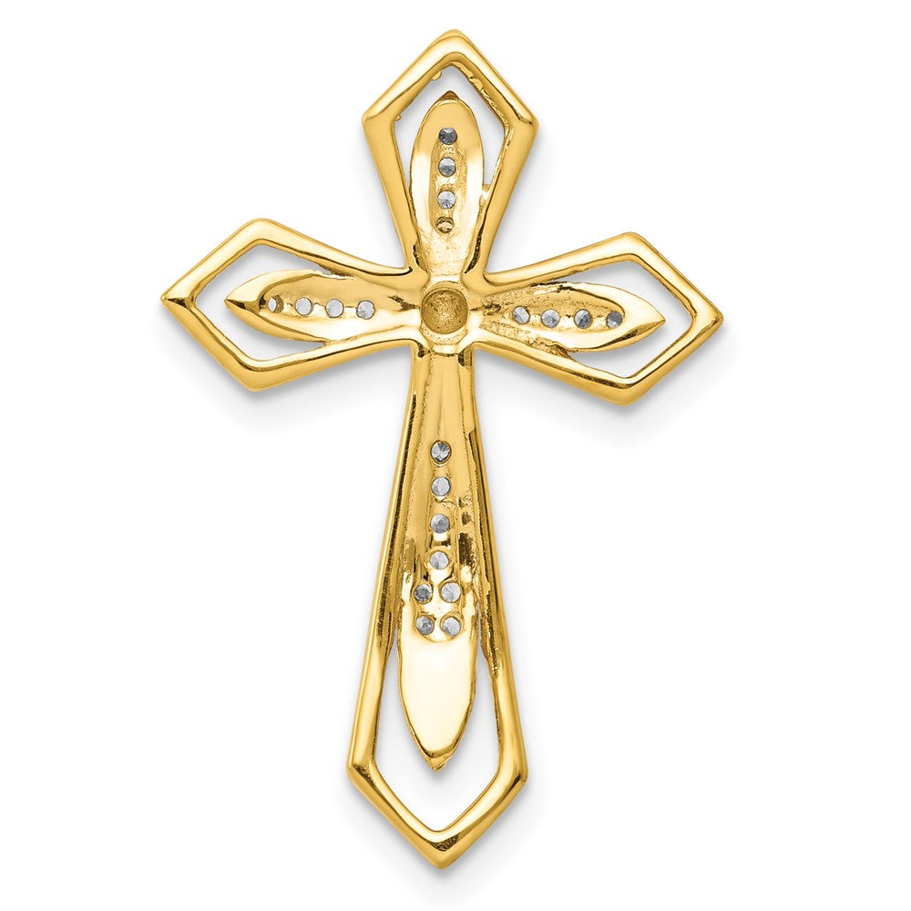 14K Gelbgold 1/15ct. Echt Diamant Kreuz Kette Anhänger