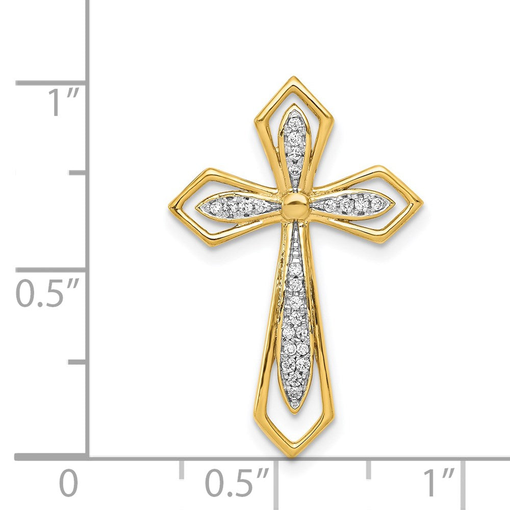 14K Gelbgold 1/15ct. Echt Diamant Kreuz Kette Anhänger