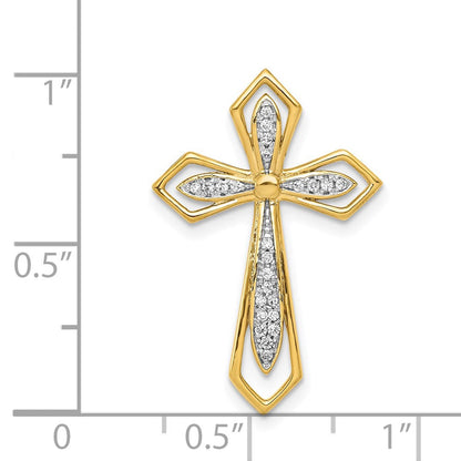 14K Gelbgold 1/15ct. Echt Diamant Kreuz Kette Anhänger
