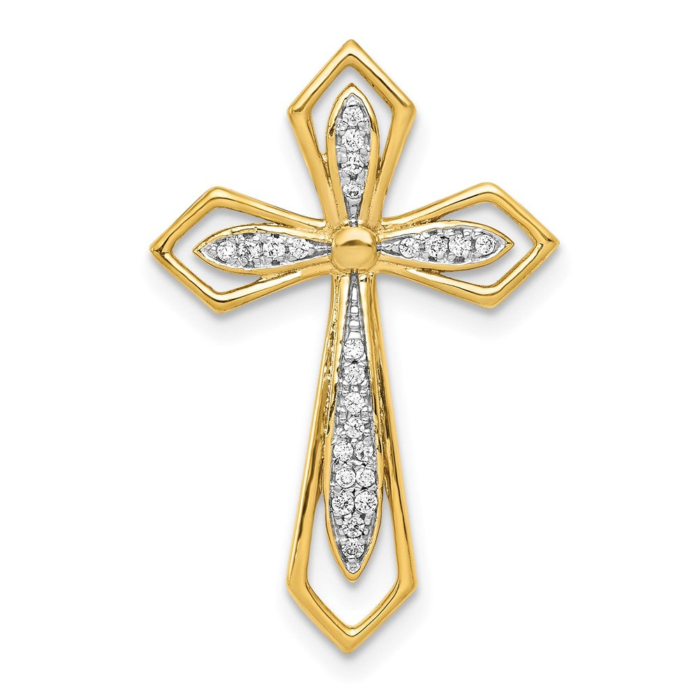 14K Gelbgold 1/15ct. Echt Diamant Kreuz Kette Anhänger
