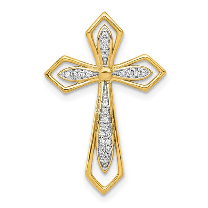 14K Gelbgold 1/15ct. Echt Diamant Kreuz Kette Anhänger
