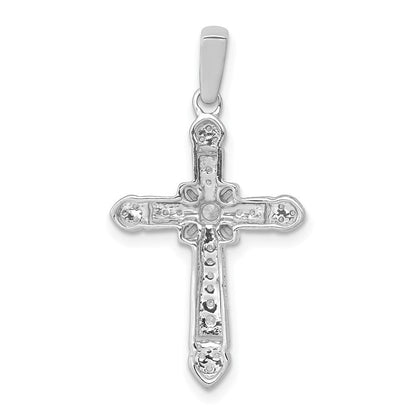 14K Weißgold 0,17ct. Echter Diamant Filigran-Kreuz-Anhänger