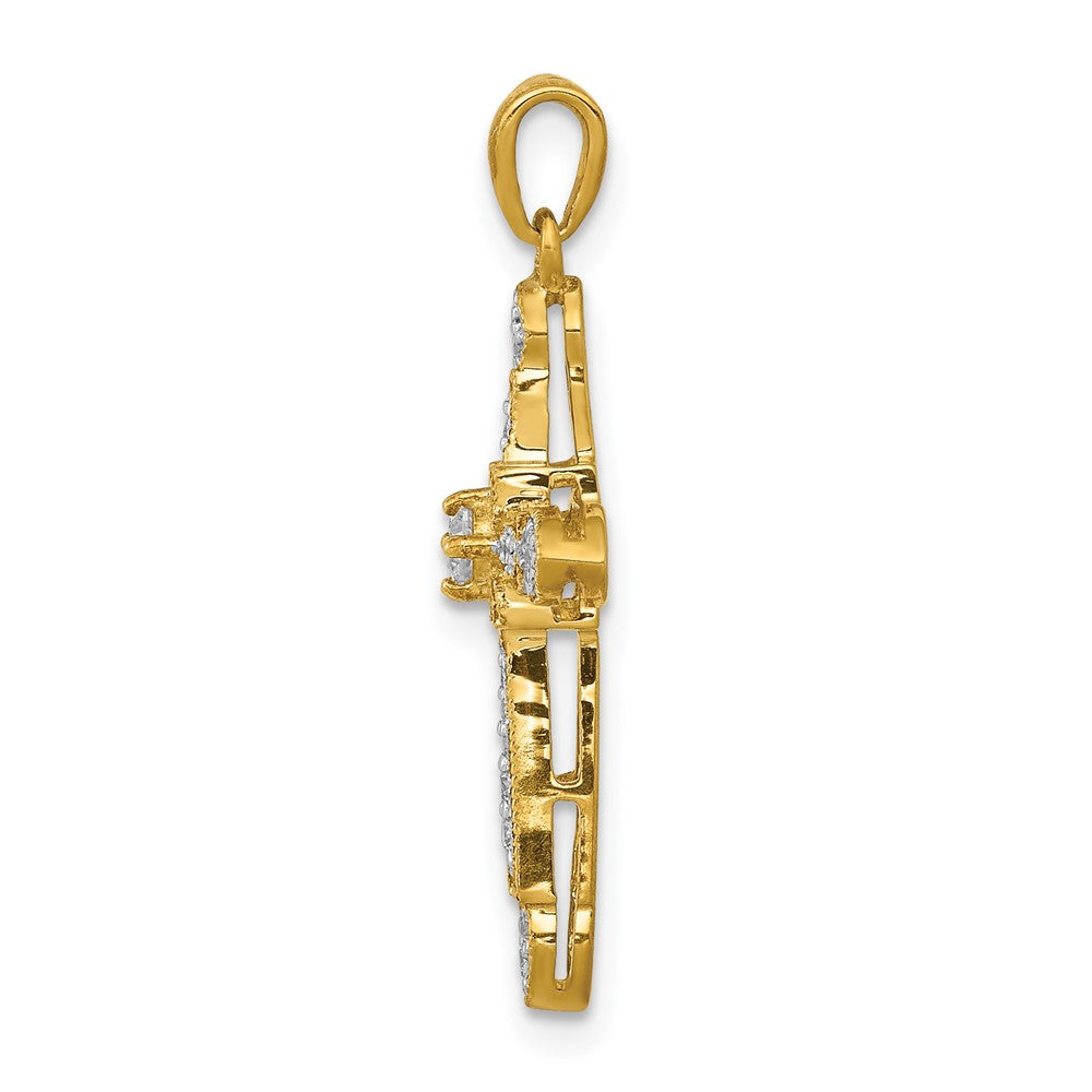 14K Gelbgold 0,166ct. Echter Diamant Filigran-Kreuz-Anhänger