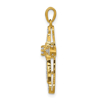 14K Gelbgold 0,166ct. Echter Diamant Filigran-Kreuz-Anhänger