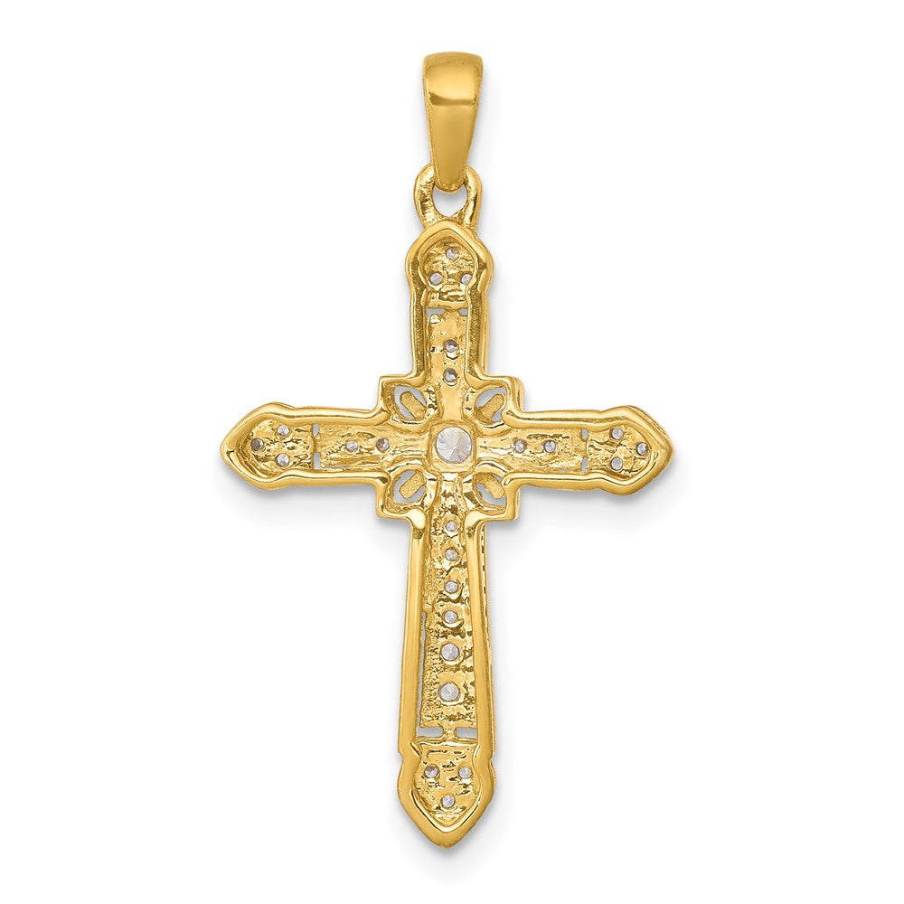 14K Gelbgold 0,166ct. Echter Diamant Filigran-Kreuz-Anhänger
