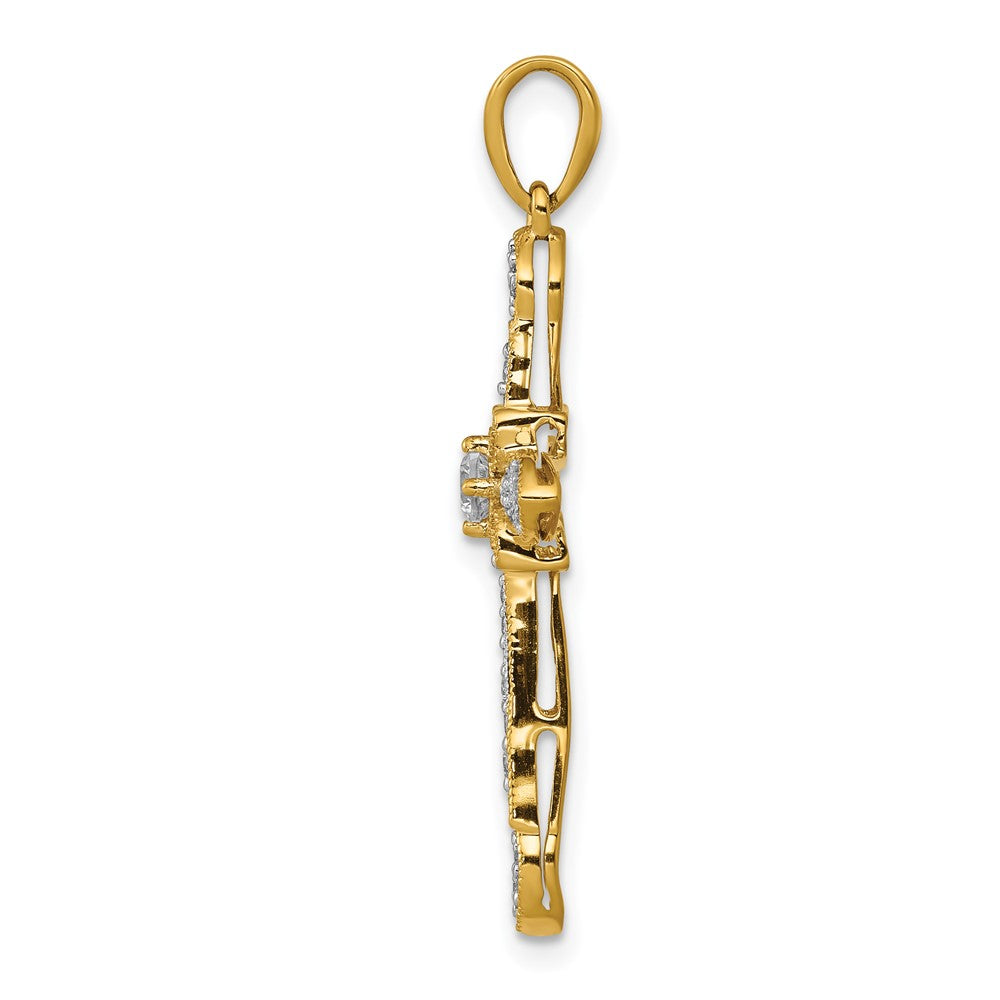 14K Gelbgold 0,25 ct. Labordiamant VS/SI+ G+ Filigran-Kreuzanhänger