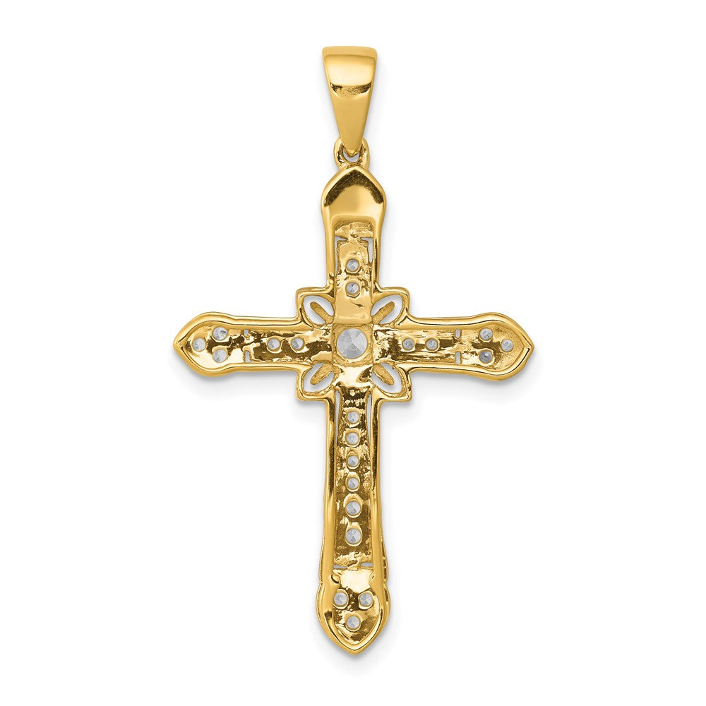 14K Gelbgold Filigran-Kreuzanhänger mit 0,33 ct. echten Diamanten