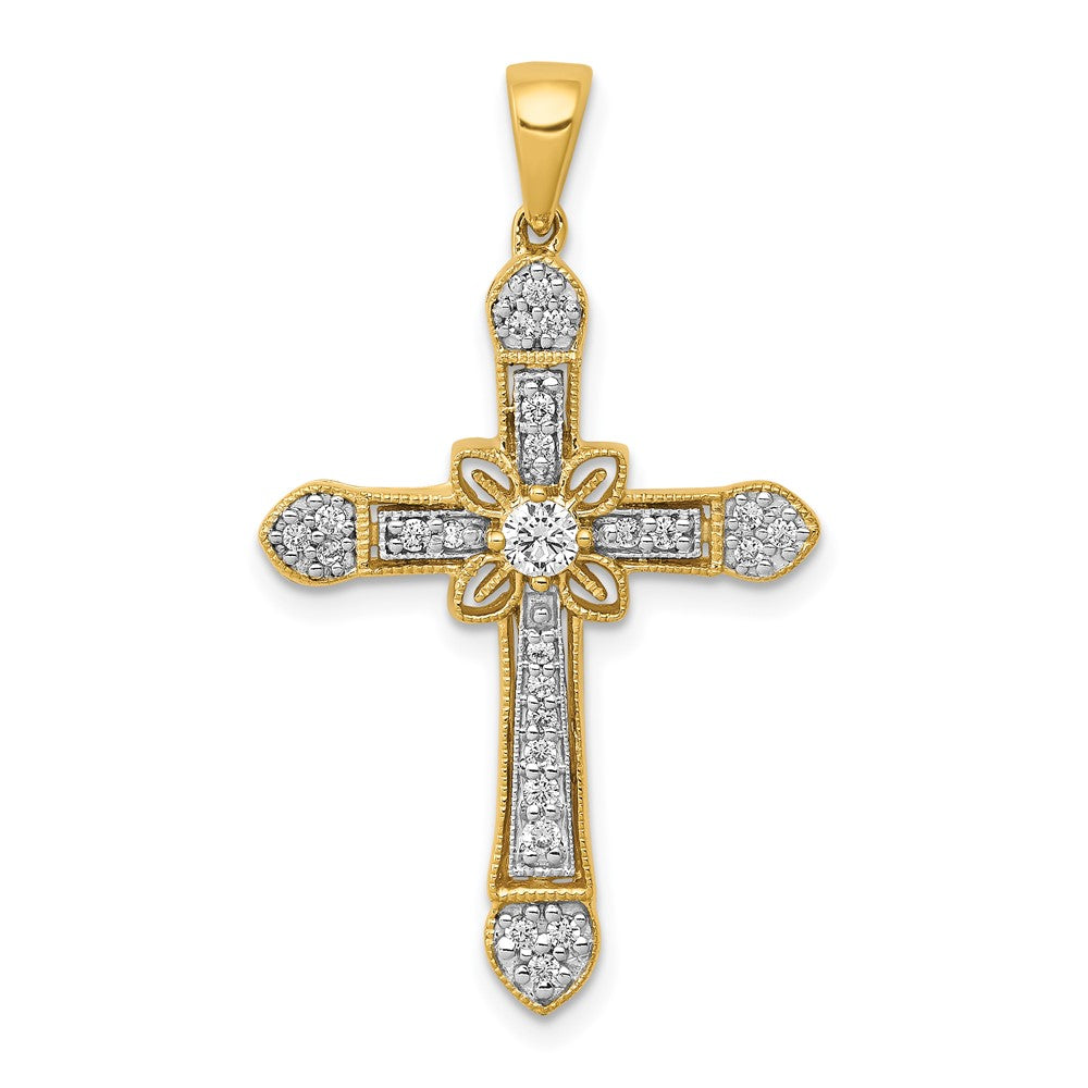 14K Gelbgold 0,25 ct. Labordiamant VS/SI+ G+ Filigran-Kreuzanhänger