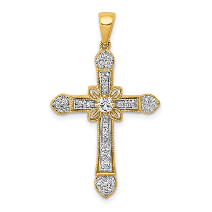 14K Gelbgold 0,25 ct. Labordiamant VS/SI+ G+ Filigran-Kreuzanhänger