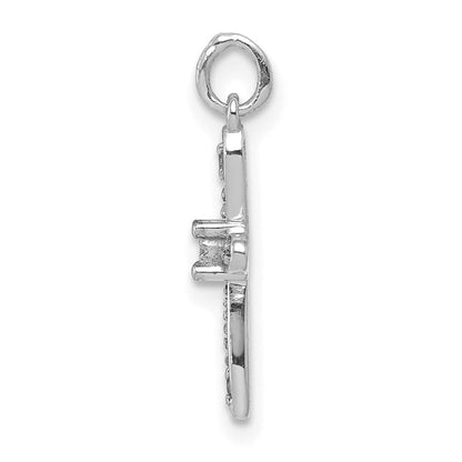 10K Weißgold 10K.03ct. Diamant Kreuz Charm