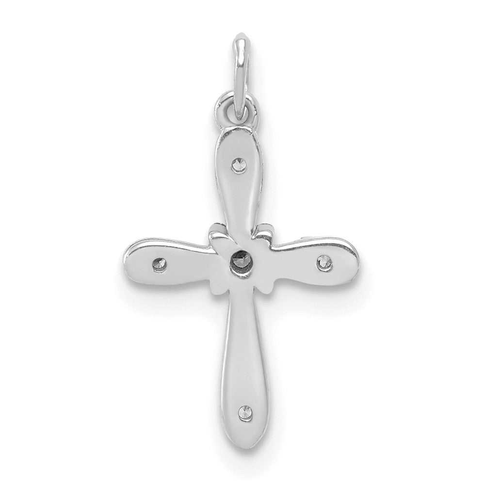 10K Weißgold 10K.03ct. Diamant Kreuz Charm