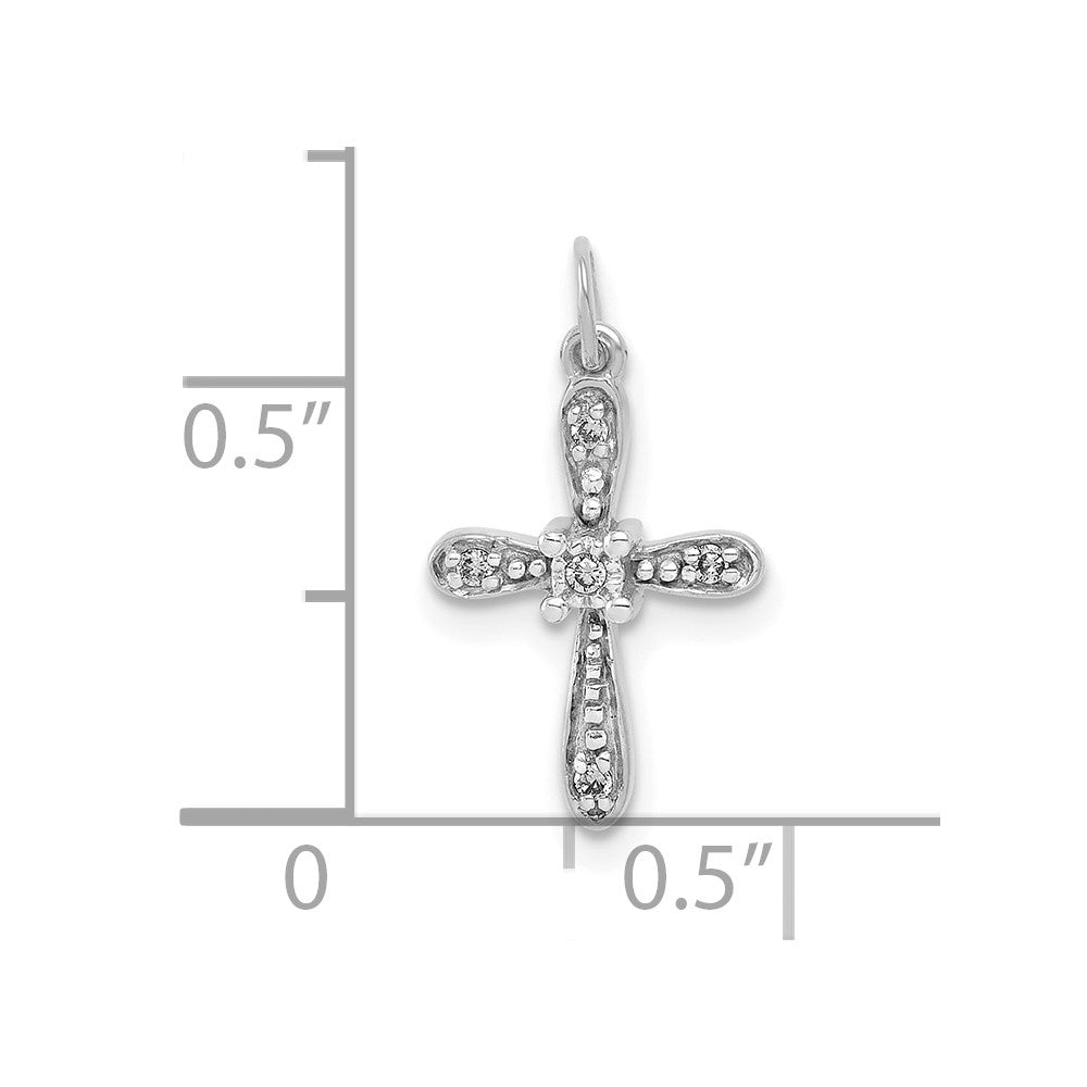 10K Weißgold 10K.03ct. Diamant Kreuz Charm