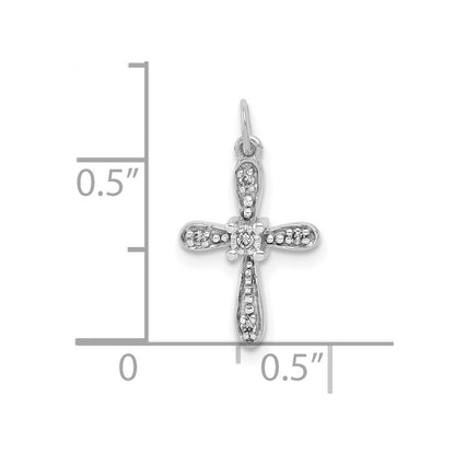 10K Weißgold 10K.03ct. Diamant Kreuz Charm