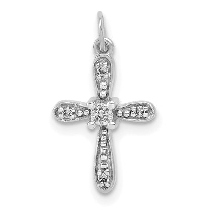 10K Weißgold 10K.03ct. Diamant Kreuz Charm