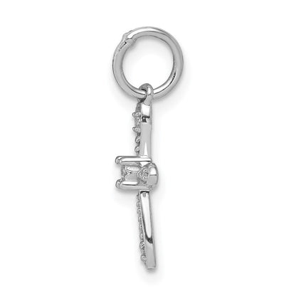 14K Weißgold 0,03 ct. Echtdiamant-Kreuz-Charm