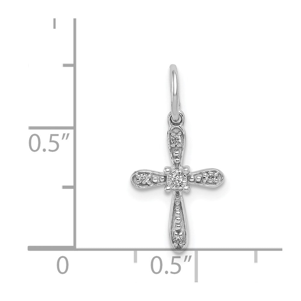 14K Weißgold 0,03 ct. Echtdiamant-Kreuz-Charm