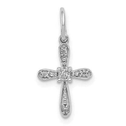 14K Weißgold 0,03 ct. Echtdiamant-Kreuz-Charm