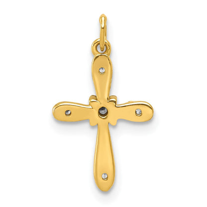 14K Gelbgold und Rhodium, 0,03 ct. Kreuz-Charm mit echtem Diamant