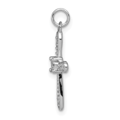 14K Weißgold Kreuz-Charm mit 0,05 ct. echtem Diamant