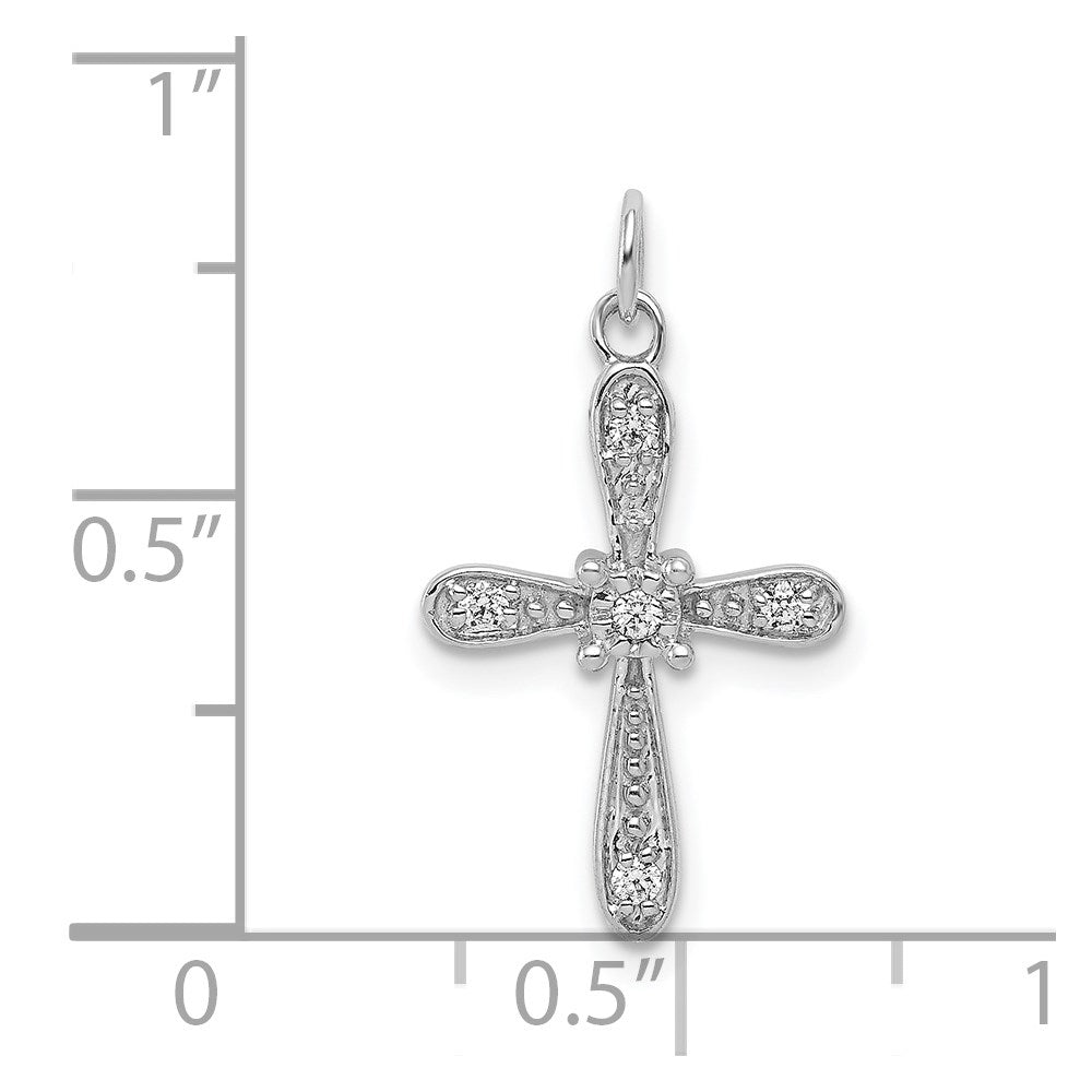 14K Weißgold Kreuz-Charm mit 0,05 ct. echtem Diamant