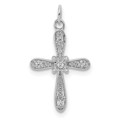 14K Weißgold Kreuz-Charm mit 0,05 ct. echtem Diamant