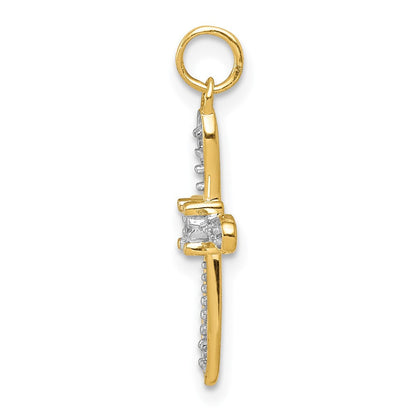 14K Gelbgold & Rhodium 0,05 ct. Echtdiamant-Kreuz-Charm