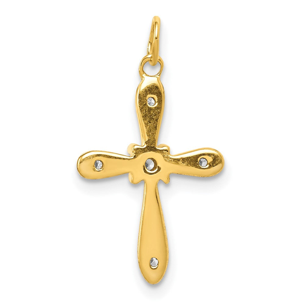 14K Gelbgold & Rhodium 0,05 ct. Echtdiamant-Kreuz-Charm
