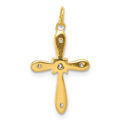 14K Gelbgold & Rhodium 0,05 ct. Echtdiamant-Kreuz-Charm