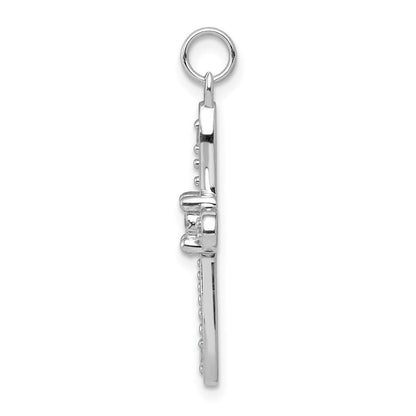 14K Weißgold Kreuz-Charm mit 0,166 ct. echten Diamanten