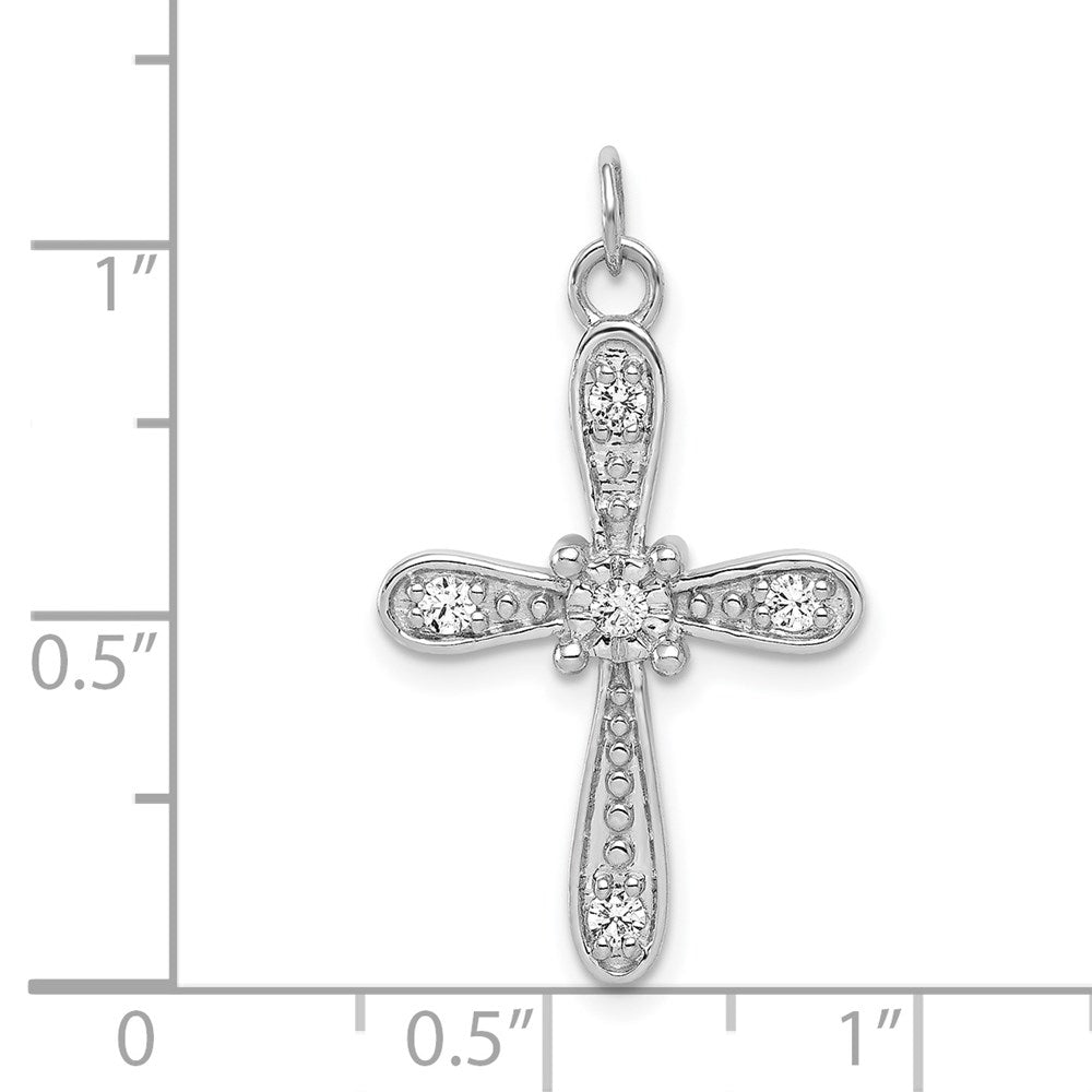 14K Weißgold Kreuz-Charm mit 0,166 ct. echten Diamanten